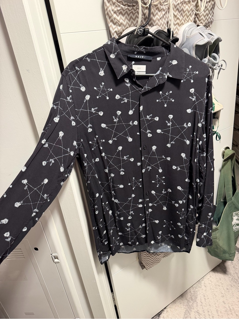KSUBI size M like new Black Button-Up Shirt with White Print